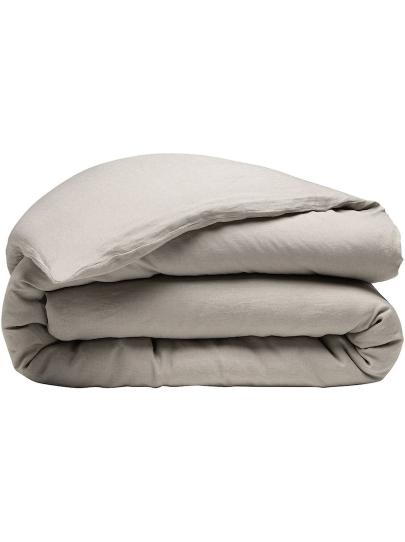 Housse de couette 100 % lin signature Beige - Kiabi