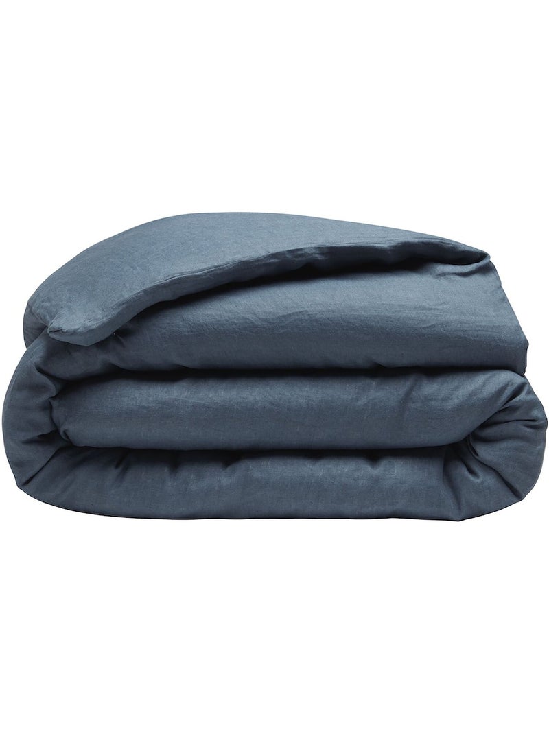 Housse de couette 100 % lin signature Bleu - Kiabi