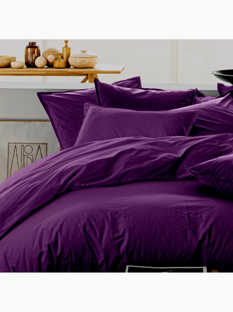 Housse de couette 100 % lin signature Prune - Kiabi
