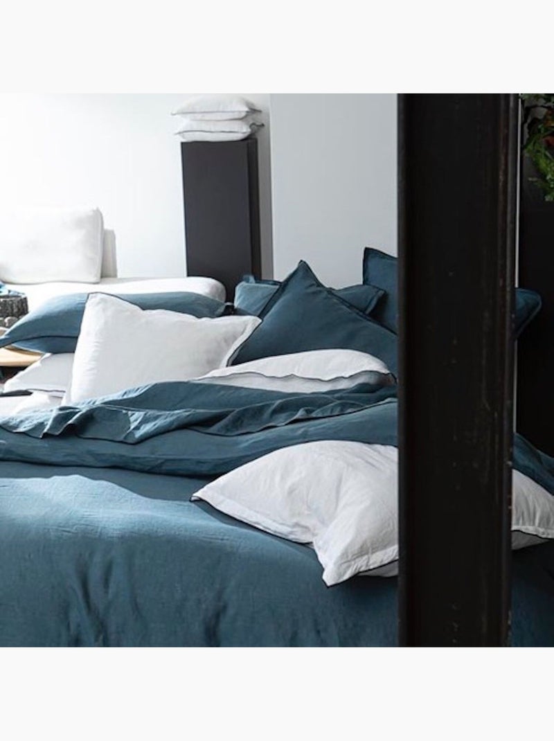 Housse de couette 100 % lin signature Rouge - Kiabi