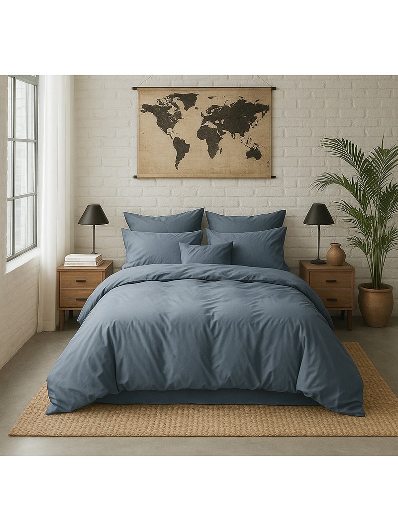 Housse de couette 100% percale de coton Bleu anthracite - Kiabi
