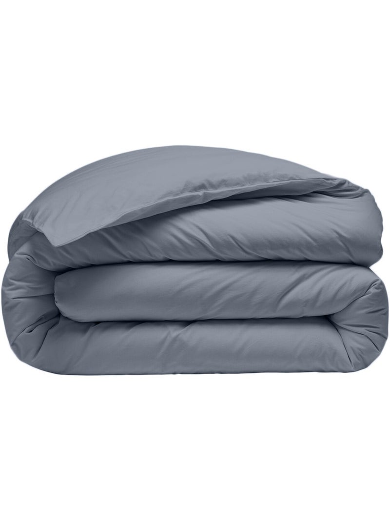 Housse de couette 100% percale de coton Bleu anthracite - Kiabi