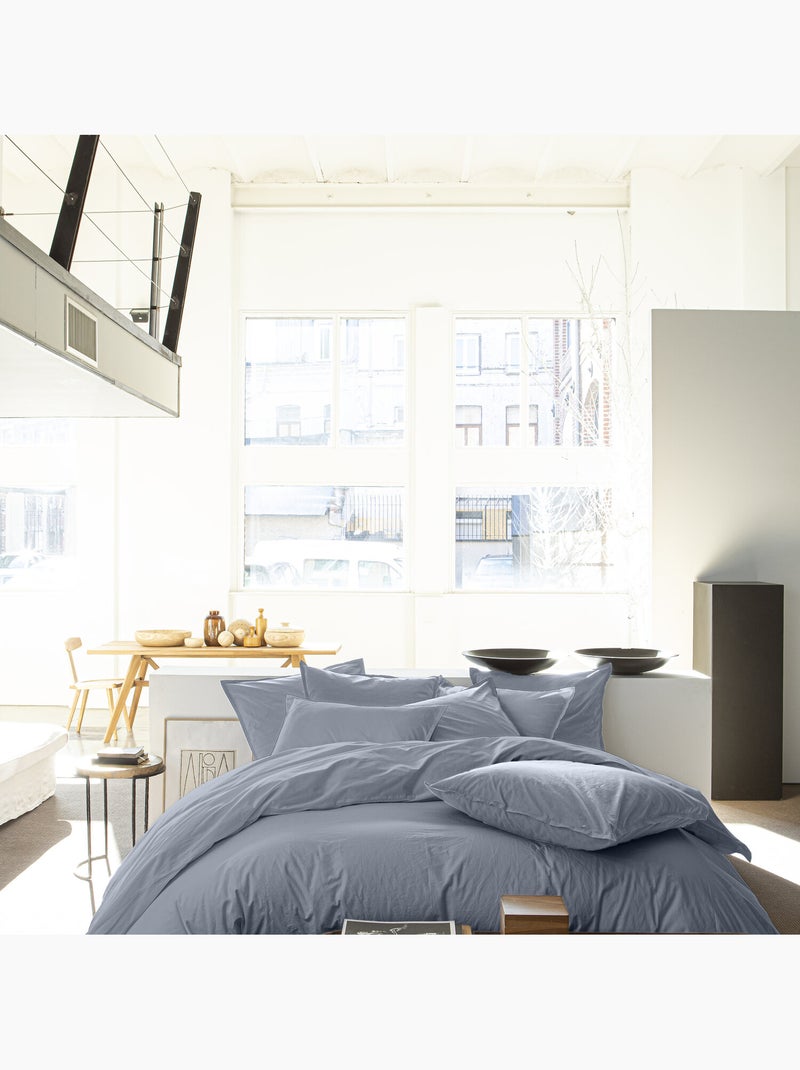 Housse de couette 100% percale de coton Bleu canard - Kiabi
