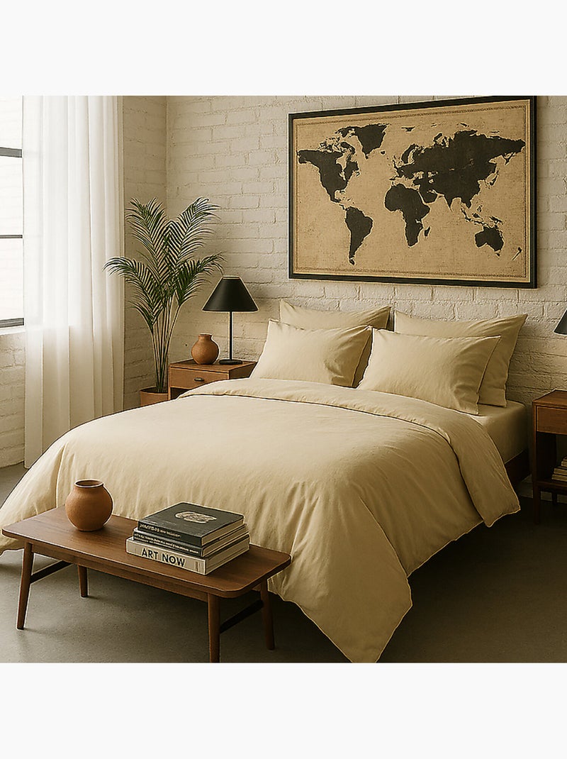 Housse de couette 100% percale de coton Ecru - Kiabi