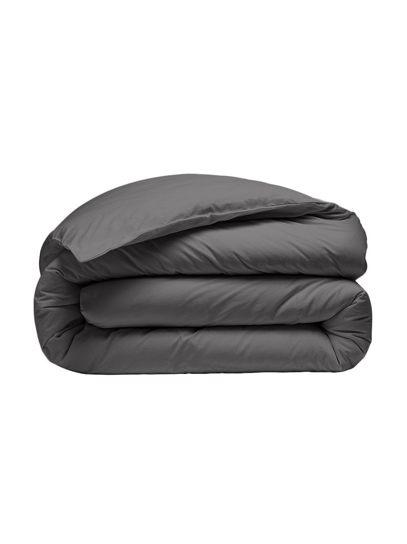 Housse de couette 100% percale de coton gris anthracite - Kiabi