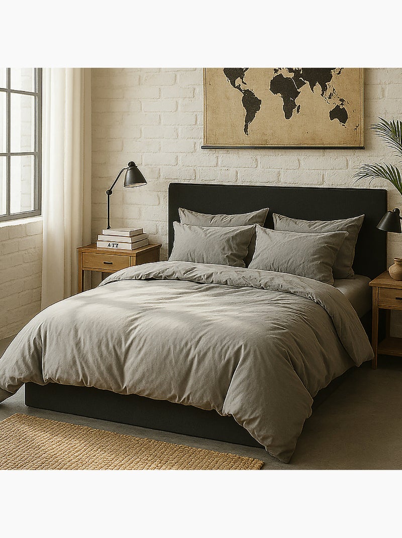 Housse de couette 100% percale de coton Gris perle - Kiabi