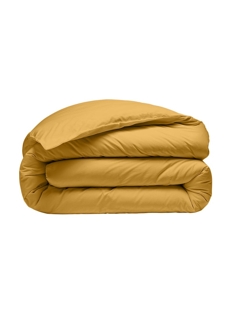 Housse de couette 100% percale de coton Jaune moutarde - Kiabi