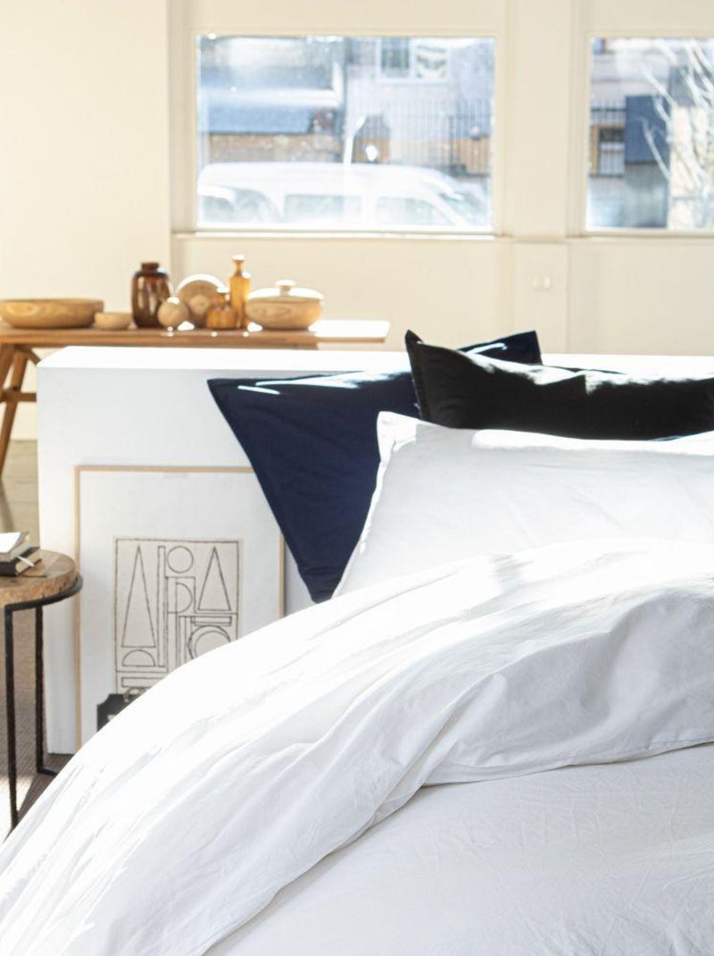 Housse de couette 100% Percale de Coton Lavé 80 fils Blanc - Kiabi