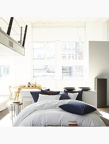 Housse de couette 100% percale de coton lavé 80fils/cm2