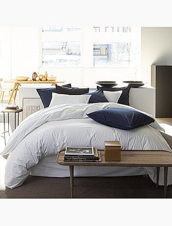 Housse de couette 100% percale de coton lavé 80fils/cm2