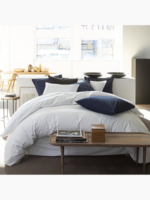 Housse de couette 100% percale de coton lavé 80fils/cm2 - Kiabi Housse de couette 100% percale de coton lavé 80fils/cm2 - Kiabi