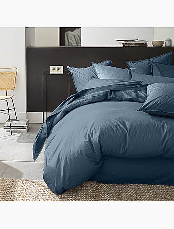 Housse de couette 100% percale de coton lavé 80fils/cm2