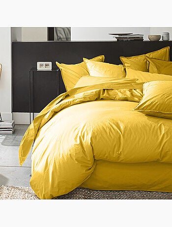 Housse de couette 100% percale de coton lavé 80fils/cm2