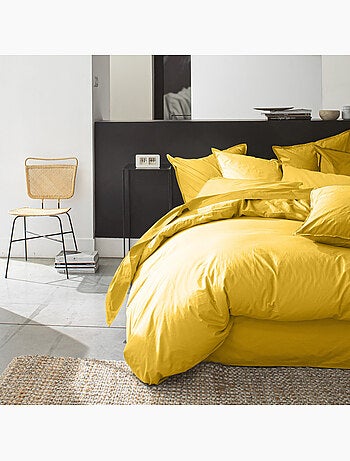 Housse de couette 100% percale de coton lavé 80fils/cm2