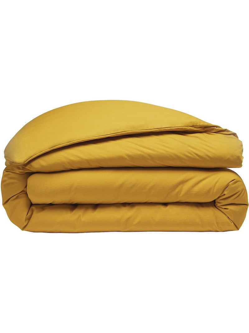 Housse de couette 100% percale de coton lavé 80fils/cm2 Jaune lumière - Kiabi