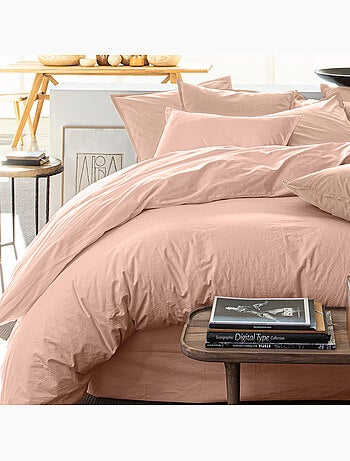 Housse de couette 100% percale de coton lavé 80fils/cm2