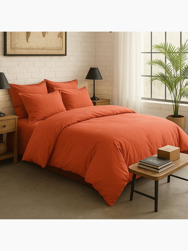 Housse de couette 100% percale de coton Rouge - Kiabi