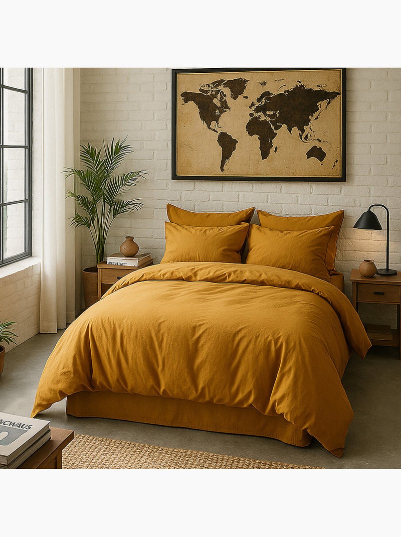 Housse de couette 100% percale de coton Safran - Kiabi