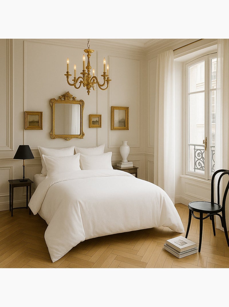 Housse de couette 100% satin de coton 105 fils uni Blanc - Kiabi