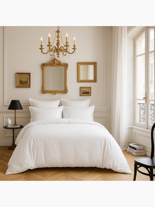 Housse de couette 100% satin de coton 105 fils uni - Kiabi Housse de couette 100% satin de coton 105 fils uni - Kiabi