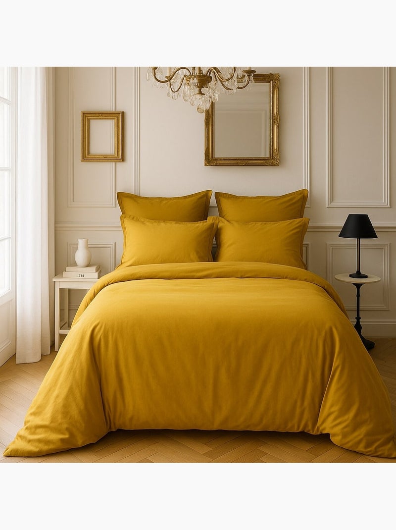 Housse de couette 100% satin de coton 105 fils uni Bronze - Kiabi