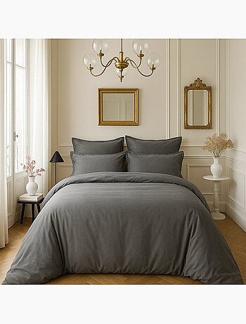 Housse de couette 100% satin de coton 105 fils uni