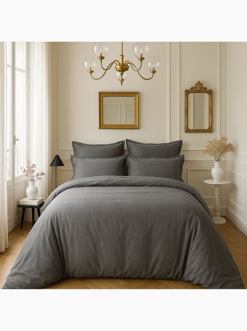 Housse de couette 100% satin de coton 105 fils uni - Kiabi Housse de couette 100% satin de coton 105 fils uni - Kiabi