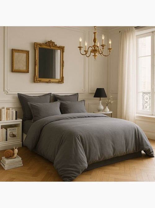 Housse de couette 100% satin de coton 105 fils uni - Kiabi Housse de couette 100% satin de coton 105 fils uni - Kiabi