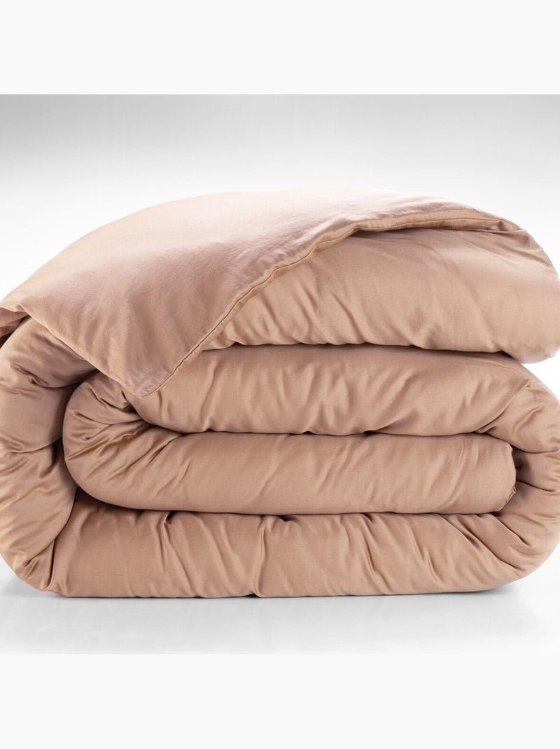 Housse de couette 100% satin de coton 105 fils uni Rose nude - Kiabi
