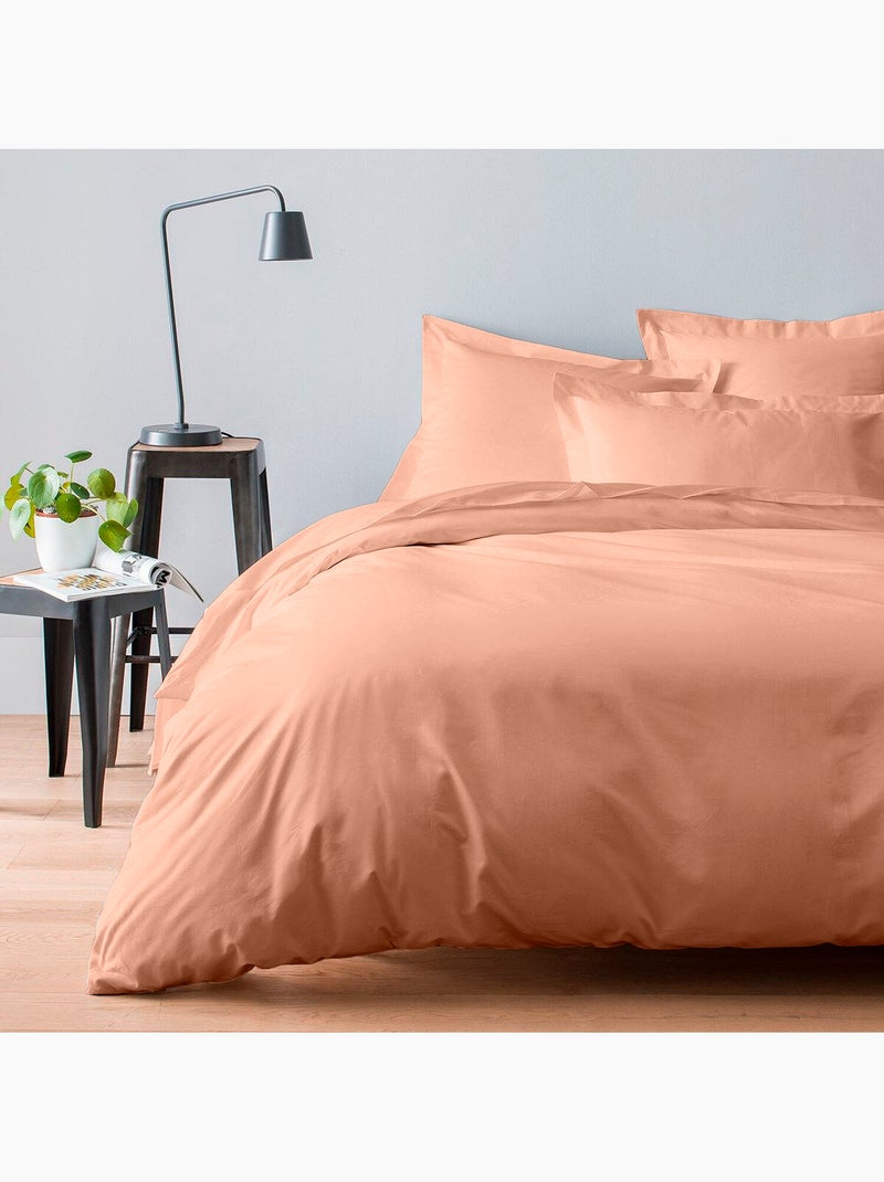 Housse de couette 100% satin de coton 105 fils uni Rose nude - Kiabi