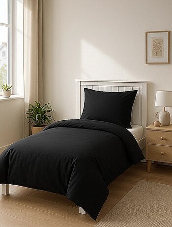 Housse de couette 100%coton 140x200cm anthracite