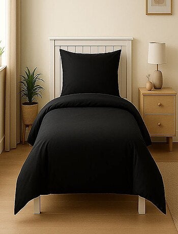 Housse de couette 100%coton 140x200cm anthracite