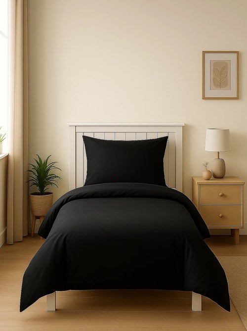 Housse de couette 100%coton 140x200cm anthracite - Kiabi