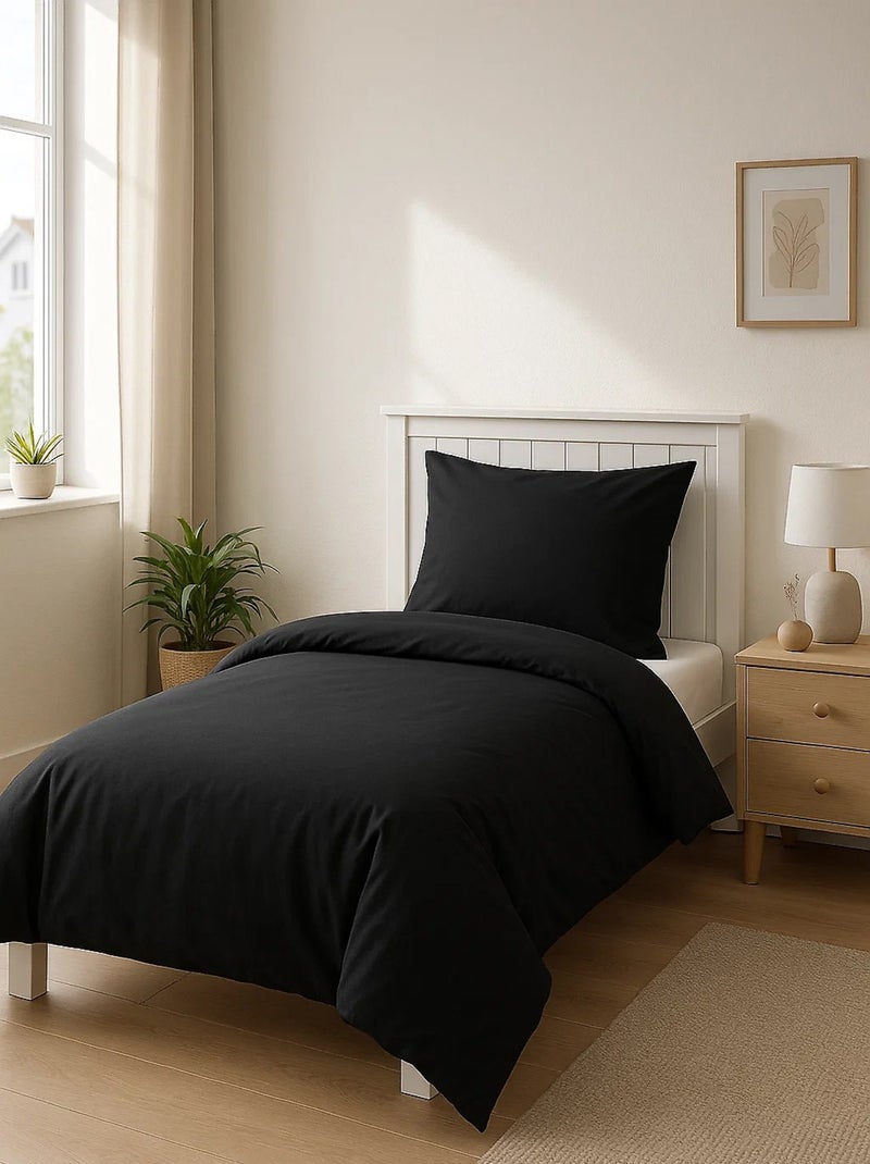 Housse de couette 100%coton 140x200cm anthracite Gris - Kiabi