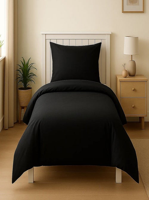 Housse de couette 100%coton 140x200cm anthracite - Kiabi