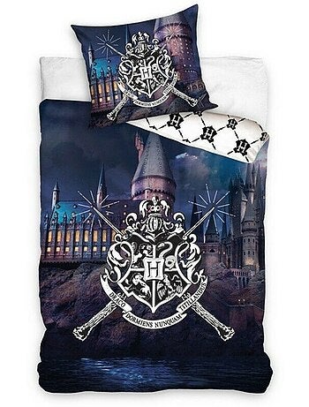 Housse de couette 140 cm x 200 cm 100% coton imprimé château Harry Potter
