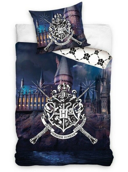 Housse de couette 140 cm x 200 cm 100% coton imprimé château Harry Potter - Kiabi