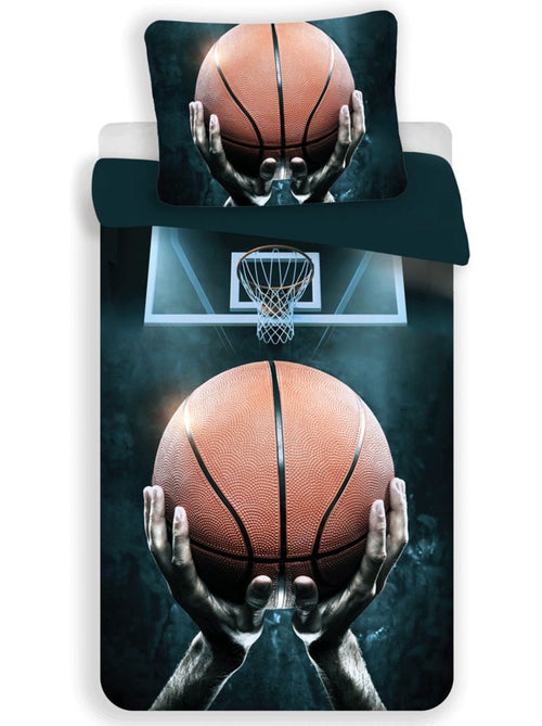 Housse de couette 140 cm x 200 cm coton imprimé basketball photoréal NBA Basket USA - Kiabi