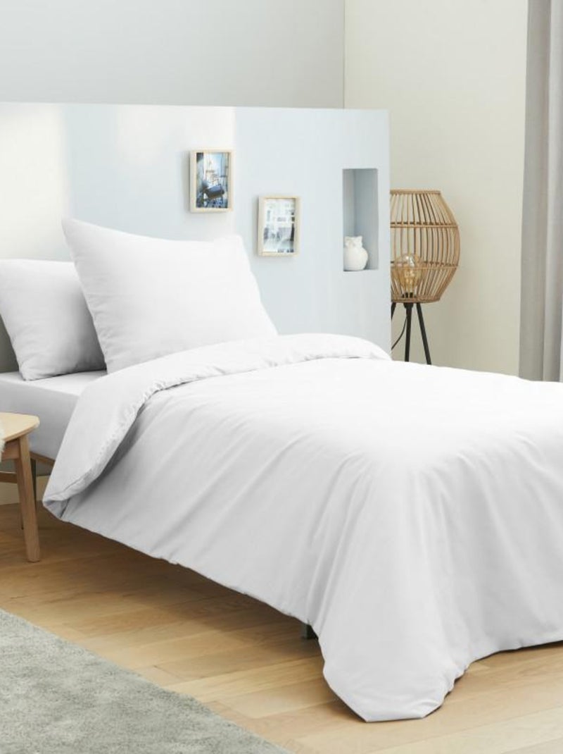 Housse de couette 140 x 200 unie blanc 100% Coton / 57 Fils/cm² Blanc - Kiabi
