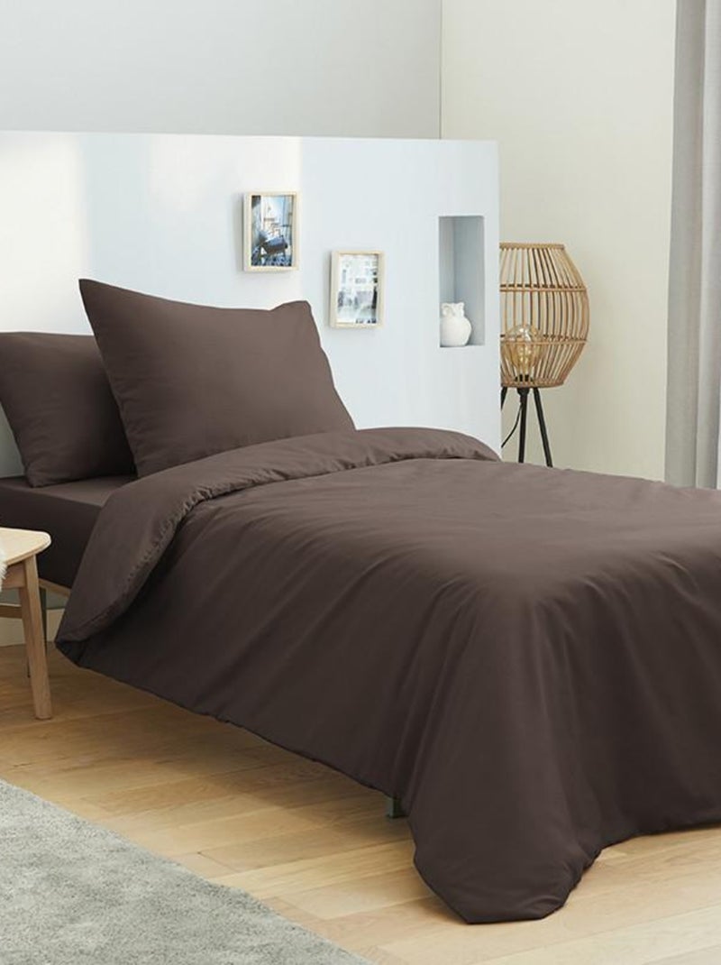 Housse de couette 140 x 200 unie choco 100% Coton / 57 Fils/cm2 Marron chocolat - Kiabi