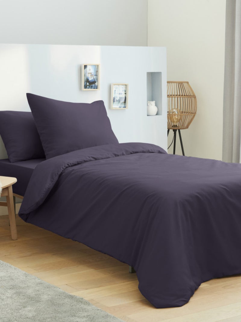 Housse de couette 140 x 200 unie prune 100% Coton / 57 Fils/cm² Violet - Kiabi