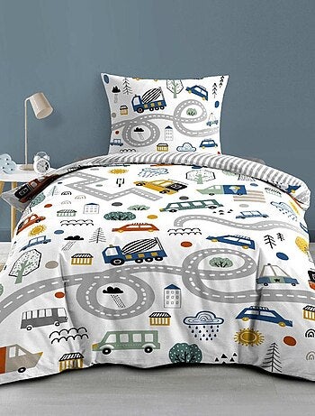 Housse de couette 140x200 + 1 taie BOLIDE 100% coton