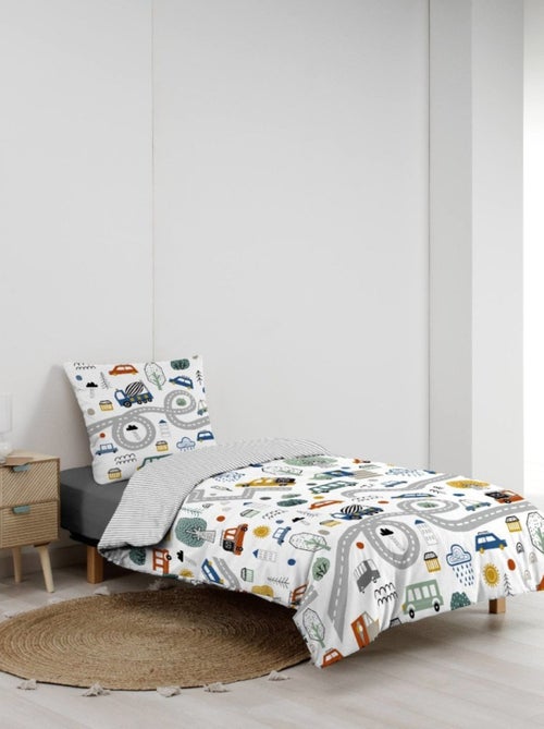 Housse de couette 140x200 + 1 taie BOLIDE 100% coton - Kiabi