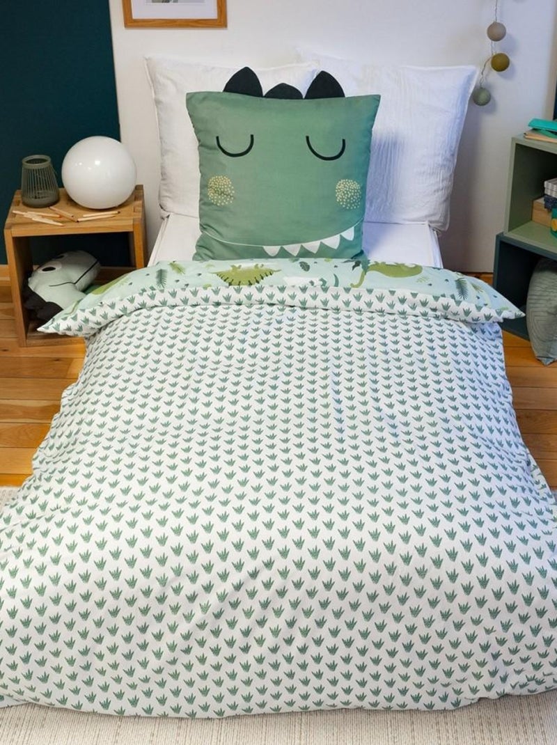 Housse de couette 140x200 + 1 taie Carni microfibre Vert - Kiabi