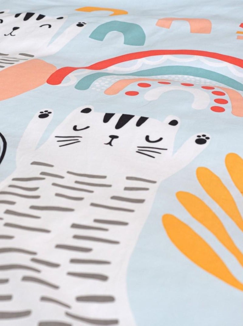 Housse de couette 140x200 + 1 taie CATCHI coton 57 fils Bleu - Kiabi