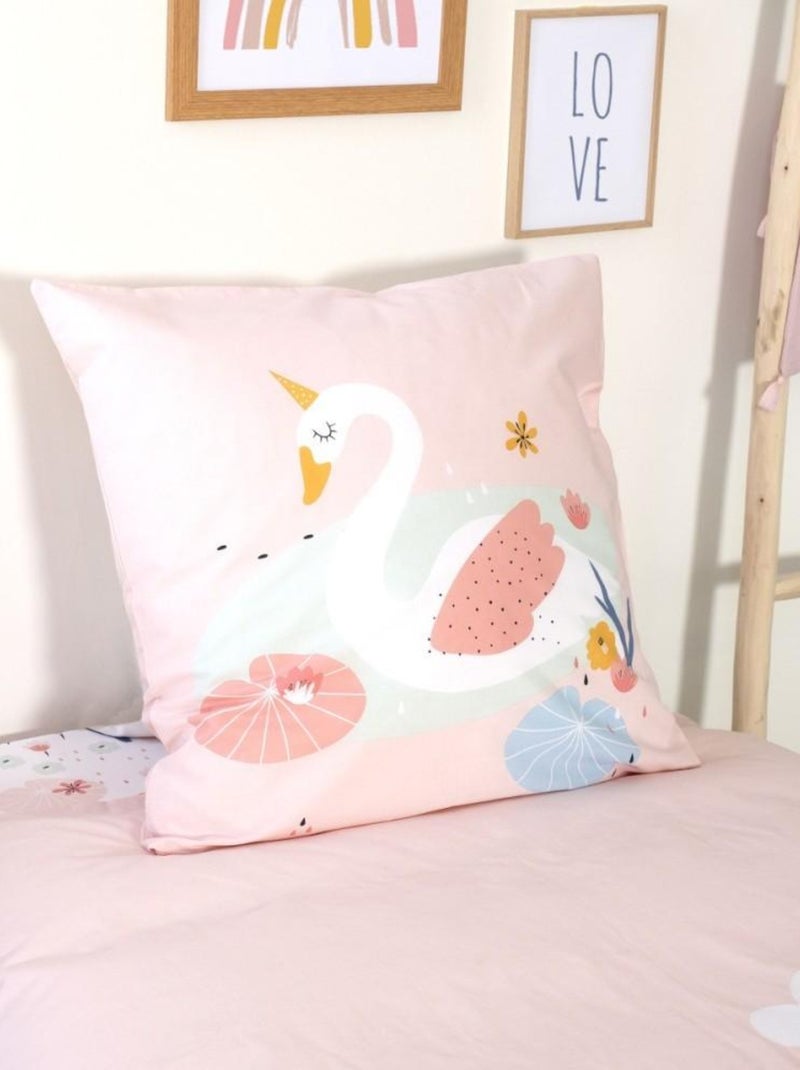 Housse de couette 140x200 + 1 taie CLARA coton 57 fils Rose - Kiabi