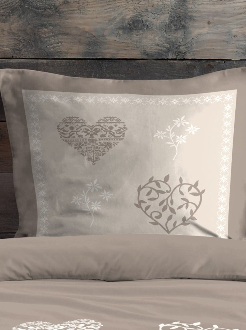Housse de couette 140x200 + 1 taie coton 57 fils Beige - Kiabi