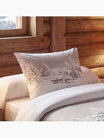 Housse de couette 140x200 + 1 taie coton 57 fils chalet