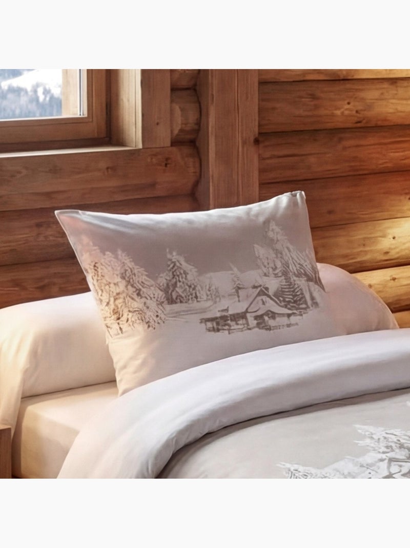 Housse de couette 140x200 + 1 taie coton 57 fils chalet Rouge - Kiabi