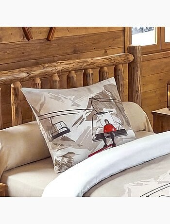 Housse de couette 140x200 + 1 taie coton 57 fils ski